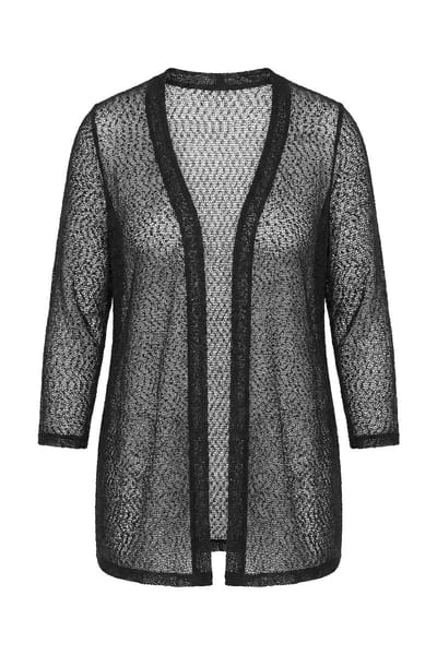 Angel of Style - Dames - Vest straight fit opengewerkt breisel openvallend - Zwart - Maat 42+