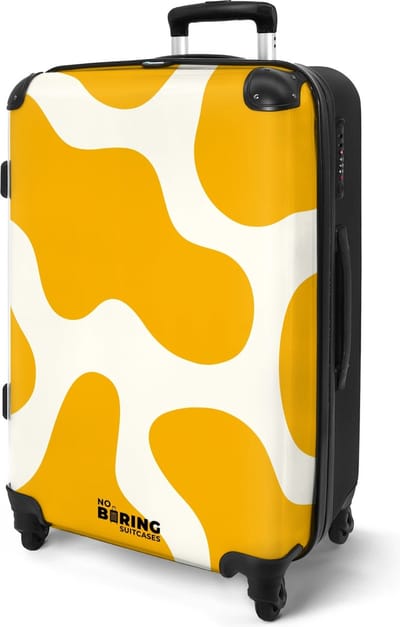 NoBoringSuitcases.com® - Koffer groot - Rolkoffer lichtgewicht - Valies wit met gele vlekken - Reiskoffer met 4 wielen - Reizen - Reistrolley ruimbagage - Bagagekoffer - Grote trolley XL - 20 kg bagage