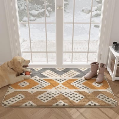 Antislip Deurmat 80 x 120 cm, Machinewasbare Zachte Deurmat Dirt Trapper-Vloerkleed Voordeur Toegangskleed Voor Binnen, Buiten, Woonkamer, Gang, Binnenplaats (Beige)