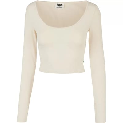 Urban Classics - Organic Cropped Longsleeve top - 3XL - Ivoorkleurig