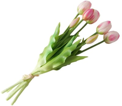 Real Touch Tulips - Light Pink - 7 Stelen - Real Touch Tulpen - Licht Roze - Tulpen - Kunstbloemen - Kunst Tulpen - Kunst Boeket - Tulp - 40 CM - Bos Bloemen - Latex Bloem - Bruiloft