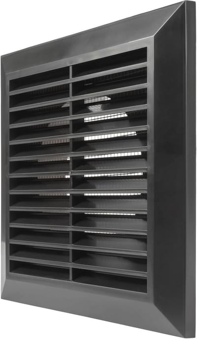 Zwart luchthavenrooster 10,2 cm (4 inch) met luchthoes en gaasscherm voor HVAC-ventilatie