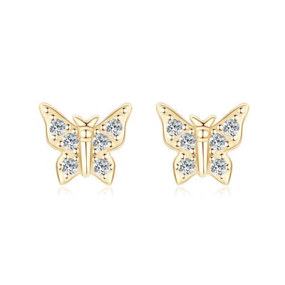 Lumici® Exclusive | GRA Gecertificeerde Moissanite Butterfly Stud Oorbellen - 0.096 CT - D VVS1 - S925 Geelgoud Verguld - Minimalistische Luxe - Voor Haar - Dagelijks & Feestelijk - Moederdag - Valentijnscadeau - Verrassing - Goud & Rhodium