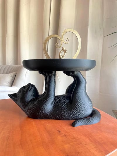 Kat Sieraden Ringbakje Sieradenschaal Kattencadeau Kattenliefhebber Woondecoratie Slaapkamer Kaptafel Accessoires | Zwart