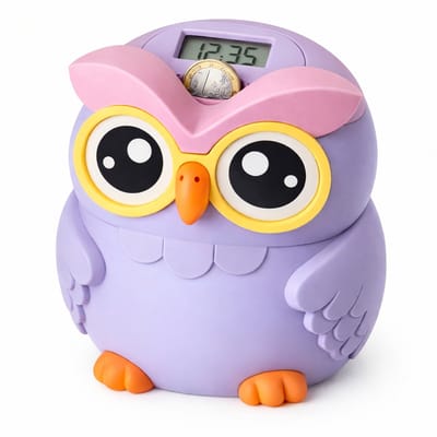 Huntex Digitale Uil Spaarpot -LichtPaarse Uitvoering – Muntenteller voor Euro’s – Educatief Spaarpot Kinderen & Volwassenen – Met LCD Scherm - Inclusief Batterijen