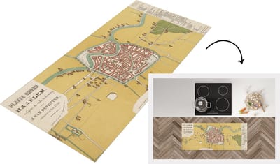 Keukenloper - Loper keuken - Kaart - Haarlem - Historisch - 120x50 cm - Keukenloper vinyl