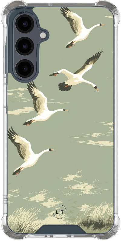 Shockproof hoesje - Geschikt voor Samsung Galaxy A16 - Vogels - Extra sterke case - TPU/polycarbonaat - Print / Illustratie - Groen, Transparant
