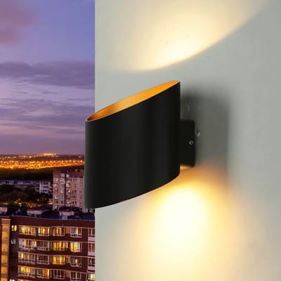 Licht-Erlebnisse - Cailin - LED - Wandlamp - IP54 - 3000K - 600lm - van - Aluminium glas - in - zwart goud