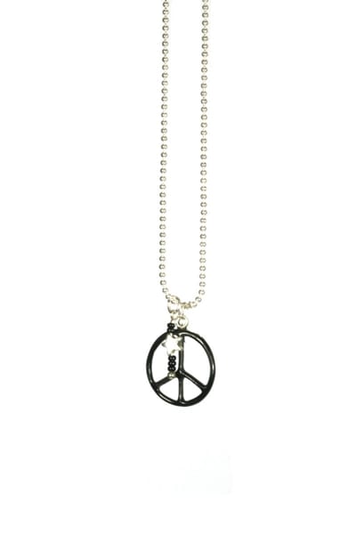IbizaMen KIDS - Jongens - ketting - ballchain - rvs - zwart - peace - van bone