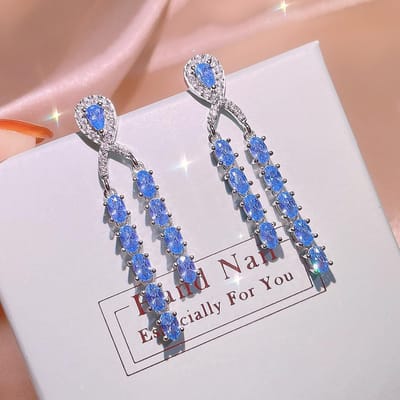 zilveren elegante oorbellen barok gekleurde diamanten rood saffier vierkante oorbellen mode licht luxe kristal overdreven cadeau gray