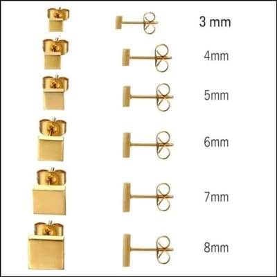 Aramat Jewels | Oorbellen | RVS Vierkante Oorbellen - Geometrische Oorstekers | Goudkleur / 4mm | | | | Kinderen, Volwassenen | Verkleurd niet