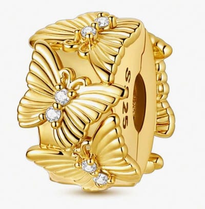 Fler® | Bedel | Past op populaire bedelarmbanden (standaard - 3mm) | Vlinder Stopper Bedel | Hangbedel Charm | 925 sterling zilver | Transparante zirkonia | Valentijnsdag Cadeau | Sinterklaas kado | Kerstcadeau | Verjaardagsgeschenk | Vriendschap
