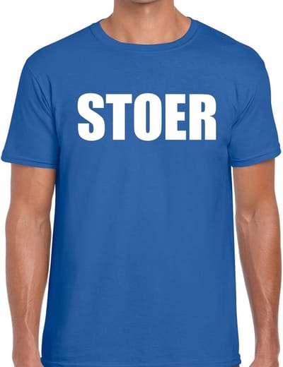 Stoer tekst t-shirt blauw heren S