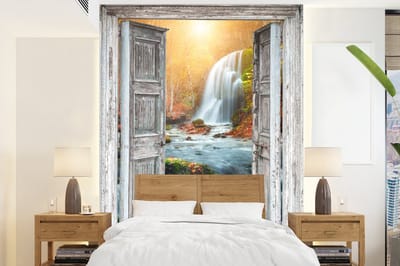 Behang - Fotobehang Waterval - Doorkijk - Landschap - Breedte 190 cm x hoogte 260 cm