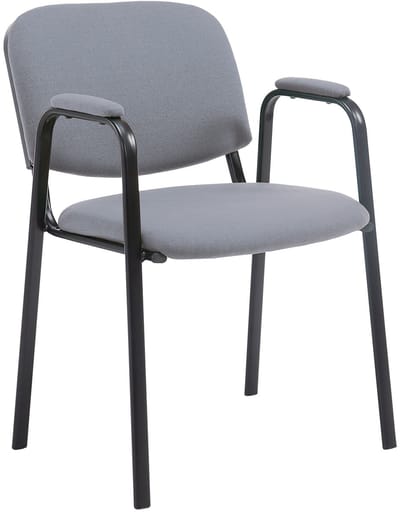 CLP Ken Pro - Stapelstoel - armleuningen - zwart - 150 kg - Stof/grijs