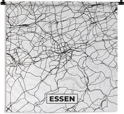 Wandkleed - Wanddoek - Kaart - Essen - Plattegrond - Stadskaart - 180x180 cm - Wandtapijt