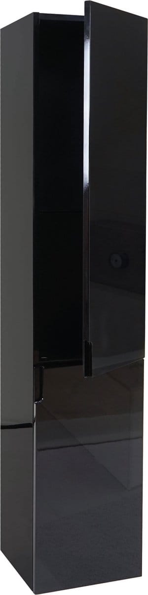 Wandkast MCW-B19, midikast hoge kast badkamermeubel, hoogglans 150x30cm ~ zwart