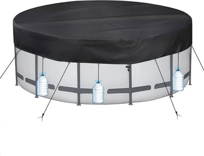 Rond zwembadzeil Ø 371 cm voor Ø 320-366 cm zwembaden - UV-bestendig afdekzeil met scheerlijnen en grondpennen