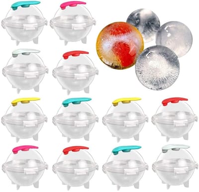 Dailygoods- IJsblokjesvormen 12 Stuks - Bolvormige Ijsballen - Siliconen/Plastic - Doe-het-zelf Ijsmaker - Keuken Gadget - Afmetingen 6 x 6,5 cm