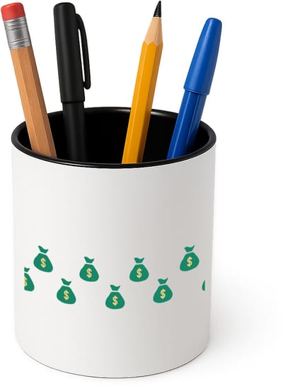 Hacebo® - Geld zakken Pennenbakje - Geld - iemand die van geld houdt - pennenhouder - cadeau voor iemand die houdt van geld - verjaardagscadeau - gift - geschenk - Pennenbakje zwart