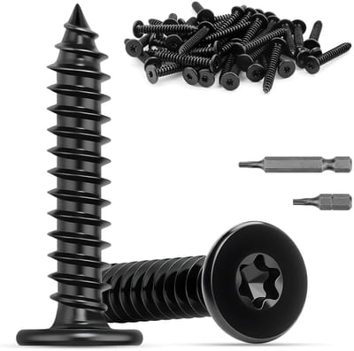 Zelfborende Torx Schroeven 50 Stuks 5x40mm RVS 304 Zwart Platte Kop Voor Meubels, Tafels en Kasten