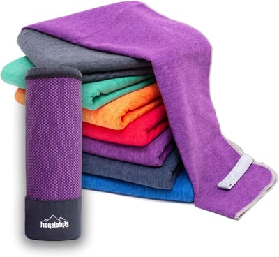 Microvezel Handdoek - Sneldrogende Doek - Reizen en Sport - Compact en Lichtgewicht - 110 x 50 cm - Paars