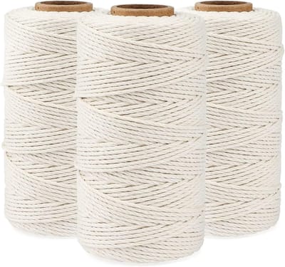 Dik katoenen bakkerstouw van 300 m, 2 mm, ideaal voor ambachtelijke projecten, tuinieren en decoratie in beige