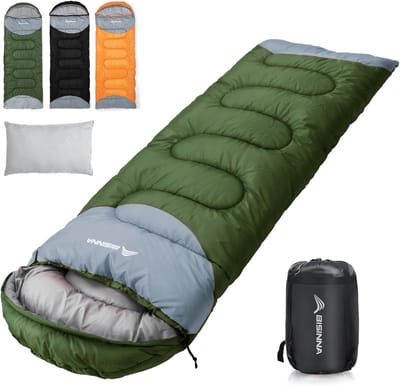 Winterslaapzak - Kampeerslaapzak - Koud weer buiten - Inclusief kussen - 220 x 80 cm - Groen