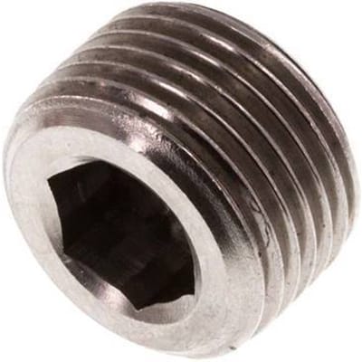 G 3/8'' RVS Plug met Binnenzeskant zonder kraag 40 Bar