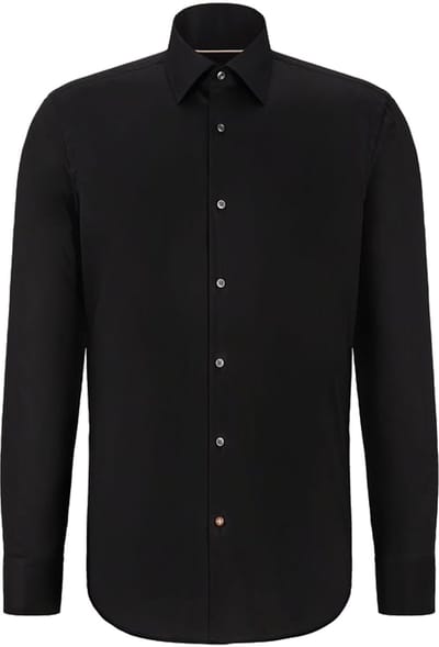 BOSS Joe regular fit overhemd - popeline - zwart gestreept - Strijkvriendelijk - Boordmaat: 45