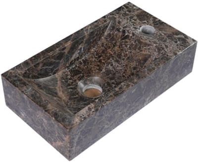 Saniclass Noche Fontein - 40x22x10cm - rechthoek - kraangat rechts - Dark Emporador