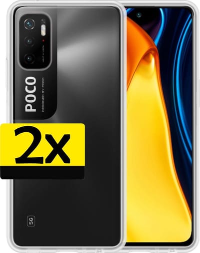 Hoesje - 2 Stuks - Geschikt voor Xiaomi Poco M3 Pro - Sterk & Shockproof - Case Siliconen - Back Cover - Telefoon Hoes - Telefoonhoesjes - Transparant