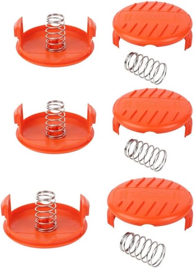 6 stuks spoeldoppen veren reserveonderdelen accessoires spoeldeksel trimmer draadspoel reservespoelkap voor AFS trimmer spoel ABS materiaal voor Black & Decker modellen zoals STC1820CM, STC1820PC, STC1820EPC,STC1840EPC, ST5530, ST1823 en GLC1823L20.