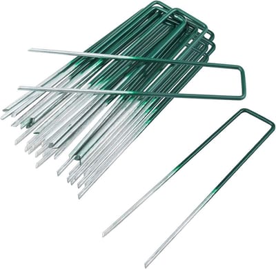 U-vormige tuinharingen 15 cm - 50 stuks - verzinkt staal - gronddoek, onkruidstof en kunstgras bevestigen