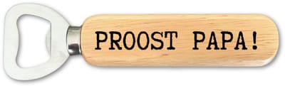 Bieropener - Proost Papa! - Grappig - JM Woods - Bierfles - Biercadeau - Flesopener - Hout - RVS - Duurzaam - Persoonlijk - Kado - Cadeau - Opener - Bierfles - Borrel - Drank - Alcohol - Vaderdag - Papadag