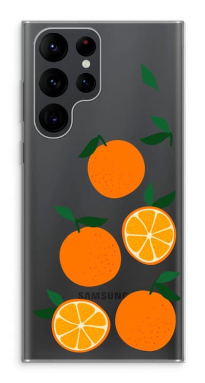Case Company® - Hoesje geschikt voor Samsung Galaxy S22 Ultra hoesje - Will you be my clementine - Soft Cover Telefoonhoesje - Bescherming aan alle Kanten en Schermrand