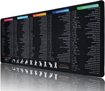Bureau Mat met Sneltoetsen - Werkplek Organizer - Efficiënter Werken - Geïntegreerde Sneltoetsen - 90x40 cm - Zwart