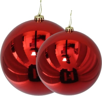 Gerimport Grote decoratie kerstballen - 2x st - rood - D15 en D20 cm - kunststof - kerstversiering