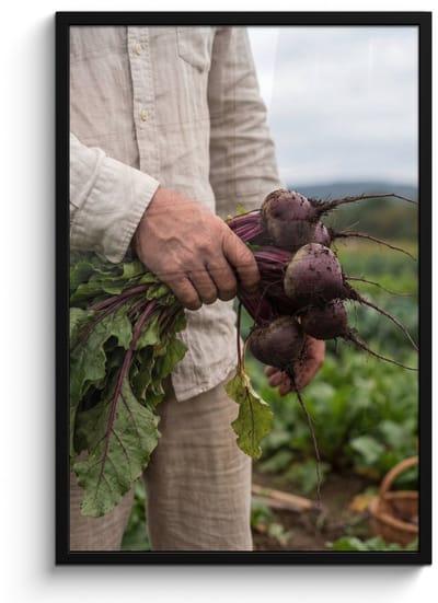 Poster in lijst - Fotolijst 60x90 cm - Posters - Bieten - Vers - Moestuin - Posterlijst zwart - Decoratie - Wanddecoratie woonkamer - Muurdecoratie slaapkamer