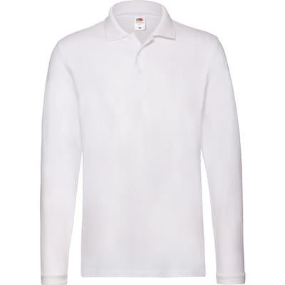 Fruit of the Loom Herenpolo Piqué Katoen met lange mouwen (Wit)