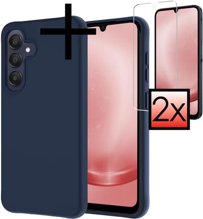 Hoesje - Met 2x Screenprotector - Geschikt voor Samsung Galaxy A26 - Sterk & Shockproof - Back Cover - Siliconen Case - Telefoon Hoes - Donkerblauw