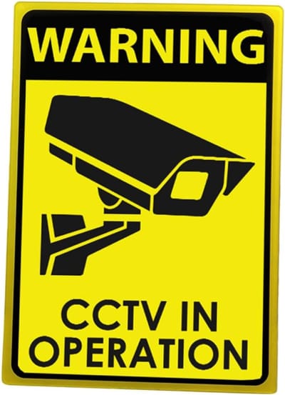 Waarschuwingsborden - CCTV borden - Veiligheid bewaken - Zelfklevend ontwerp - 295 x 21 cm - Geel