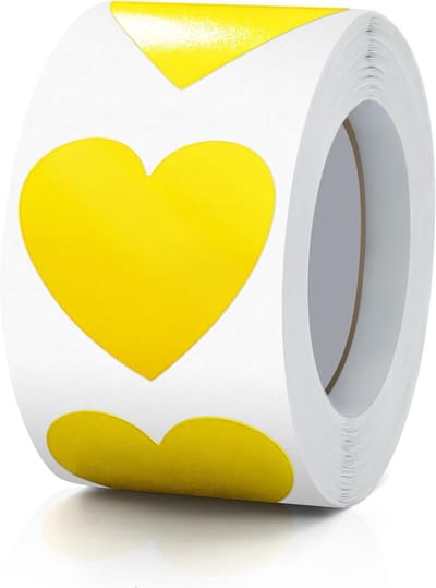 Hart Stickers - Kleurcodering Labels - Decoratie en Organisatie - Zelfklevend Vinyl - 500 Stuks - Geel