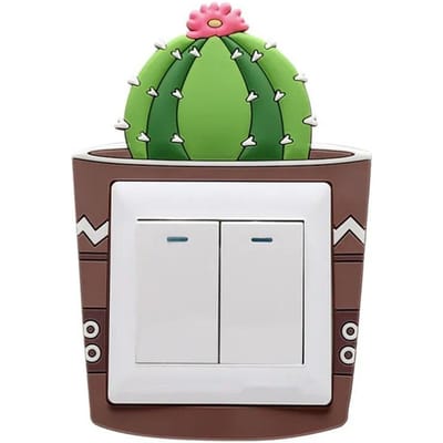 Schakelaar Stickers 3D Siliconen Muursticker Lichtgevende Cactus Plant Beschermhoes voor Schakelaar Stopcontact Huisdecoratie 8.6x8.6cm