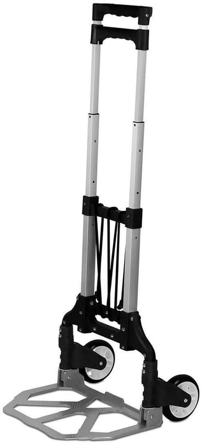 Opvouwbare Handwagen - Dolly Steekwagen - Verplaatsen Zware Voorwerpen - Telescopische Handgreep - 75 kg Capaciteit - Zilver Zwart Wit