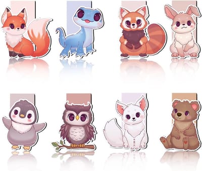 Boekenleggers 8 Pack - Schattige Dieren Thema - Magnetische Pagina Markeringen - Ideaal voor Boekenliefhebbers - ShopVlot