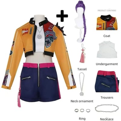 Costume Cosplay Rumi Perruque Femmes Halloween Carnaval Comic-con Fête Jeux de Rôle Tenues XXXL orange