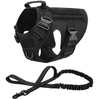 Tactisch Militaire Vest Huisdier Duitse Herder Golden Retriever Tactisch Trainingsharnas en Lijn Set Voor Alle Rassen Honden (as the picture,L)