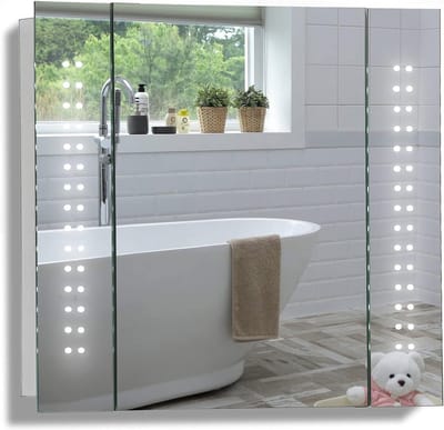 Badkamerspiegelkast met LED-verlichting 60x65cm Antidamp en Scheerstopcontact