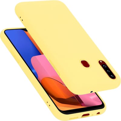 Cadorabo Hoesje geschikt voor Samsung Galaxy A20s in LIQUID GEEL - Beschermhoes gemaakt van flexibel TPU silicone Case Cover